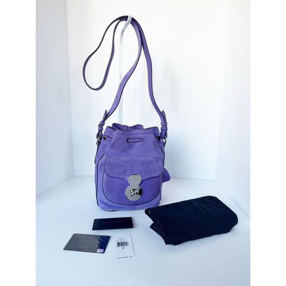 Ralph Lauren Ricky Suede Drawstring Bucket Bag Lavender Purple - Picture 10 of 16